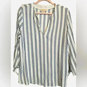 MICHAEL Michael Kors Navy and White striped top - Women’s Size XL -knot sleeves